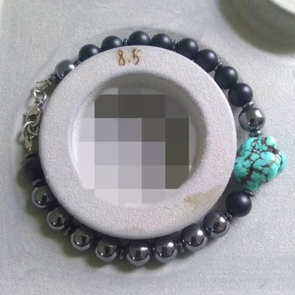 Sexy & Sleek! Men's Hematite + Black Stone Bracelet - Father's Day Gift for Him!